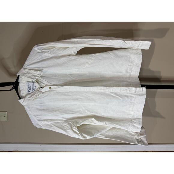 Columbia Women's Casual Shirt Medium White Linen Cotton Blend - Picture 2 of 6